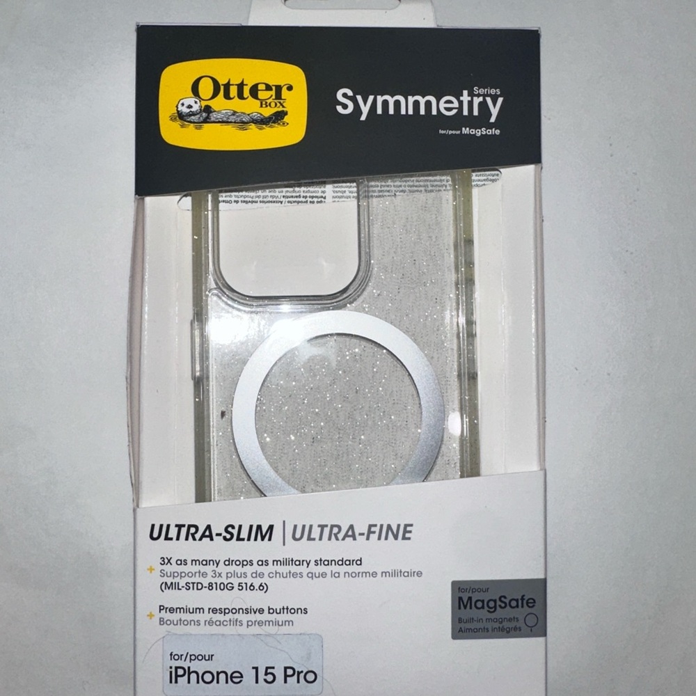 OtterBox Symmetry Sparkle Clear Case for iPhone 15 Pro MagSafe